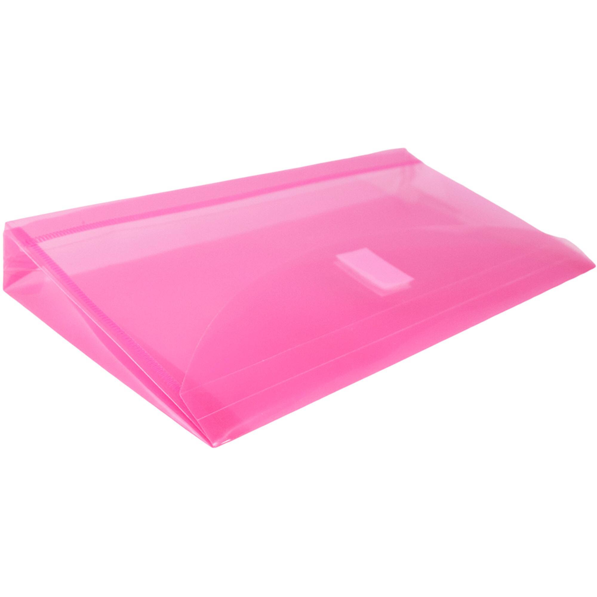 JAM Paper Fuchsia Pink Clear Pencil Pouches with Hook & Loop Closure, 12ct.